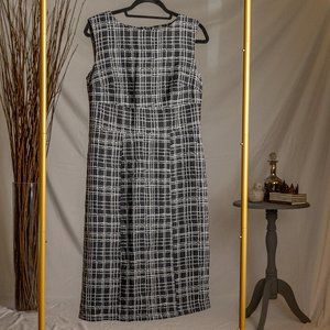 Black and White Linen Sleeveless Dress, Size 10